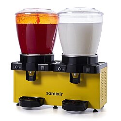 Samixir SM44.AY Panaromik Analog Twin Soğuk İçecek Dispenseri, 22+22 L, Fıskiyeli ve Karıştırıcılı, Sarı - Samixir